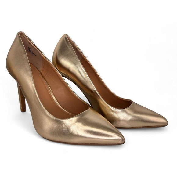 New York & Company Shoes - NY&Co Gold Metallic High Heels Party Classic Staple Size 8